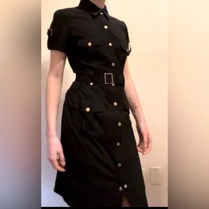 SMALL CK Black military style trench coat dress